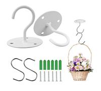 Crochets de Plafond pour Plantes suspendues, 2 Crochets de Suspension Robustes avec vis, Support Mural en métal 2 Crochets de Plantes S pour jardinières, carillons éoliens, extérieur, Blanc