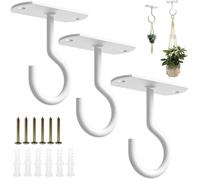 Crochets de Plafond pour Plantes Suspendues, 3 Pack Métal Mur Crochet Swag avec Vis et Ancres, Crochets de Suspension pour Paniers