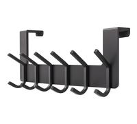 Crochets de porte noirs mats Support de porte robuste en acier inoxydable avec 6 crochets doubles pour suspendre des serviettes, des manteaux,