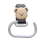 Crochets de poussette, crochet de poussette de bébé,Sangles de poussette multifonctions en aluminium, clips ours de dessin animé | Grands clips de sangles de poussette multifonctionnels, pour sacs à c