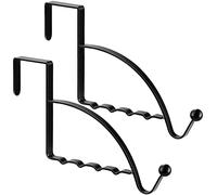 Crochets de Rebord de Porte 2 Pièces Crochets sur Porte Simples Crochets de Valet Cintre de Rangement Suspendu pour Vêtements Manteaux Serviettes Chapeaux Écharpes Clés et Plus (Noir)