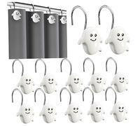 Crochets de Rideau de Douche d'halloween 12pcs S Ghost Ghost Migne Mignon Curtain Douche Hooks Hold 5kg Rust résistant aux Anneaux sans Puch Prends pour la Cuisine la Salle Bain