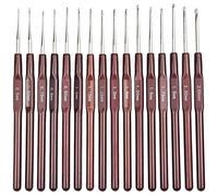 Crochets de Tricot 16 pièces Aiguilles à Tricoter Crochets Lisse Léger Aluminium Crochet en Métal Tricot Outils avec Poignée en ABS Accessoires pour Bricolage Crochet Couture à la Main（0,5-2,5 mm）