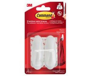 Crochets Design moyens blancs Command 17081 2 crochets + 4 languettes