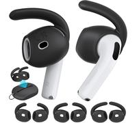 Crochets d'oreille pour AirPods 4¿¿me G¿¿n¿¿ration (2024) [Pochette de Rangement Ajout¿¿e] 3 Paires S/M/L Antid¿¿rapants Cover-Oreilles Accessoires Compatible avec Apple AirPods 4th Gen (Noir)