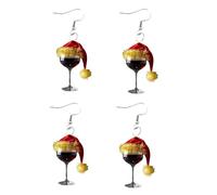 Crochets d'oreilles tendance pour verres à vin et chapeau de Noël avec accents de verre à vin pour adultes