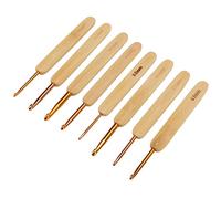 Crochets ergonomiques en acier inoxydable, 8 pièces, poignée en bambou, ensemble d'aiguilles à tricoter pour le tissage