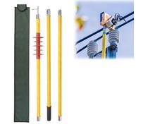 crochets isolés sauvetage Poteaux d'isolation électrique haute tension, avec capuchon en caoutchouc étanche à la pluie et rallonge de manœuvre 10 kV 3,0 m / 9,8 pi(10kV 3-Section 4m/13ft)