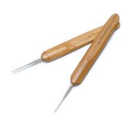 Crochets Luwigs pour dreadlocks, lot de 2 (0,5 mm + 0,75 mm), manche en bambou, aiguille crocheter, crochet en acier, pour tresses artisanales