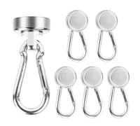 Crochets Magnétiques,6 Pièces Crochet Aimanté Aimant Neodyme Crochets avec Crochet de Carabiner pour le Réfrigérateur de Bateau de Croisière de Cuisine,Argenté