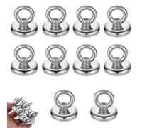 Crochets Magnétiques, Lot de 10 Aimants Néodyme, Aimant 16 mm avec Crochet, Crochet Magnétique à œillet, Aimant à œillet Néodyme, pour Réfrigérateurs, Cuisines, Garages, Camping
