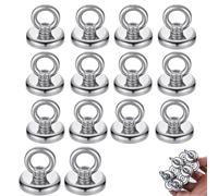 Crochets Magnétiques, Lot de 14 Aimants Néodyme, Aimant 16 mm avec Crochet, Crochet Magnétique à œillet, Aimant à œillet Néodyme, pour Réfrigérateurs, Cuisines, Garages, Camping