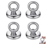 Crochets Magnétiques, Lot de 4 Aimants Néodyme, Aimant 32 mm avec Crochet, Crochet Magnétique à œillet, Aimant à œillet Néodyme, pour Réfrigérateurs, Cuisines, Garages, Camping