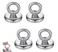 Crochets Magnétiques, Lot de 4 Aimants Néodyme, Aimant 32 mm avec Crochet, Crochet Magnétique à œillet, Aimant à œillet Néodyme, pour Réfrigérateurs, Cuisines, Garages, Camping