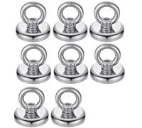 Crochets Magnétiques, Lot de 8 Aimants Néodyme, Aimant 25 mm avec Crochet, Crochet Magnétique à œillet, Aimant à œillet Néodyme, pour Réfrigérateurs, Cuisines, Garages, Camping