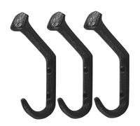 Crochets muraux 3pcs fonte en fonte pliée des cintres muraux en forme de clou pliés rustiques et à la monture à vis noire minimaliste pour un chapeau suspendu / sac main / jardinière / rideau intér