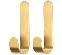 Crochets muraux à suspendre, 2 pièces de 3, 7 x 0, 8 pouces, crochets muraux en laiton avec distance de crochet 1, 3 pouces, adhésif facile à installer pour entrée, salle bain, cuisine ou chambr