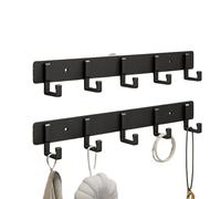 Crochets muraux adhésifs pour salle de bain, sans perçage, noir, 5 crochets, organiseur de porte, économiseur d'espace, durable, facile à installer, 1 pièce