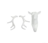 Crochets muraux en forme de tête de cerf pour la maison, manteaux, chapeaux, clés, décoration élégante en plastique, noir, blanc, gris, 18,5 cm