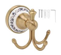 Crochets Muraux en Laiton Antique pour Salles de Bains à Trois Branches | Hameçons à Manteau Robustes Dorés | Cintre Mural pour la Cuisine à Domicile