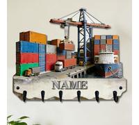 Crochets muraux personnalisés en bois à impression plate 2D sur le thème du camion pour salon, couloir, bureau, porte-nom personnalisé, porte-manteau, port, transport de clés, support de rangement