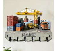 Crochets muraux personnalisés en bois à impression plate 2D sur le thème du camion pour salon, couloir, bureau, porte-nom personnalisé, porte-manteau, port, transport de clés, support de rangement