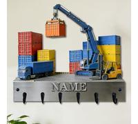 Crochets muraux personnalisés en bois à impression plate 2D sur le thème du camion pour salon, couloir, bureau, porte-nom personnalisé, porte-manteau, port, transport de clés, support de rangement