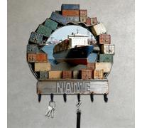 Crochets muraux personnalisés en bois à impression plate 2D sur le thème du navire pour salon, couloir, bureau, conteneur de nom personnalisé, grue, porte-manteau, transport de clés, support de