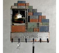 Crochets muraux personnalisés en bois à impression plate 2D sur le thème du navire pour salon, couloir, bureau, conteneur de nom personnalisé, grue, porte-manteau, transport de clés, support de