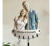 Crochets muraux personnalisés en céramique pour photo de couple, impression plate 2D personnalisée, style réaliste, porte-clés, pour chambre à coucher, salon, couloir, décoration d'intérieur, cadeau