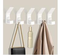 Crochets Muraux Robustes, 5 Pièces Pateres en Métal Avec Vis, Crochet Double Porte Serviette, Patère Porte Manteau Mural (Blanc)