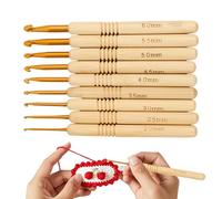 Crochets - Poignée artisanale, ensemble d'outils ergonomiques 9 pièces pour travaux manuels, poignées en silicone doux au toucher avec pointes en aluminium poli, équipement de couture, kit