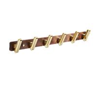 Crochets pour Panneaux perforés Walnut 3/4/5/6 Hooks, Aluminum Wall Mounted Coat Hook, Multifunctional for Behind Door, Entryway, Bedroom, Living Room(61cm/24in)