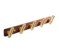 Crochets pour Panneaux perforés Walnut 3/4/5/6 Hooks, Aluminum Wall Mounted Coat Hook, Multifunctional for Behind Door, Entryway, Bedroom, Living Room(50cm/19.6in)