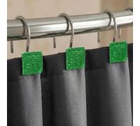 Crochets pour Rideau de Douche Vert : Scintillant avec Paillettes Brillantes, Cristal Diamant Carré Décoratif pour Noël & Fêtes - Lot de 12