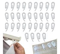 Crochets Rideaux Rail, 100 Pièces 28 x 12 mm en Plastique Blanc pour Barre Rideau de Douche, de Fenêtre et de Portes