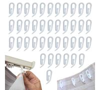 Crochets Rideaux Rail,100 Pièces Crochets de Rideaux 24 x 10 mm en Plastique Blanc pour Barre Rideau de Douche, de Fenêtre et de Portes