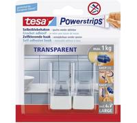tesa Crochet Powerstrips Jusqu'à 1 kg 15×81×130 mm +4 languettes Large Transparent/Blanc