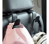 Crochets universels pour appuie-tête de siège arrière de voiture en cuir microfibre et acier inoxydable pour sac, sac à main, chiffon, boisson, courses (noir)