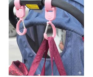 Crochets universels pour sacs à langer, 1 lot de cintre pour équipement de bébé, organiseur de courses multi-usages - Rose