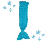 Crochetts Couverture queue de sirène bleue 60 x 140 cm | Couverture douce en tricot avec motif d'écailles, chaude, légère, lavable pour lire, jouer ou offrir