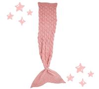 Crochetts Couverture queue de sirène rose 60 x 140 cm | Couverture douce en tricot avec motif d'écailles, chaude, légère, lavable pour lire, jouer ou offrir