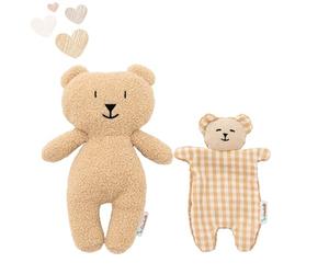 CROCHETTS - Set Peluche d’Attachement + Doudou Bébé | Couleur Beige | Teddy Doux Effet Mouton et Doudou Textile | Confort et Sécurité Émotionnelle | Lavables en Machine | Cadeau Nouveau-né