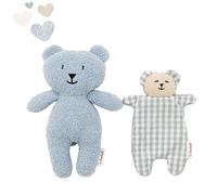 CROCHETTS - Set Peluche d’Attachement + Doudou Bébé | Couleur Bleu | Teddy Doux Effet Mouton et Doudou Textile | Confort et Sécurité Émotionnelle | Lavables en Machine | Cadeau Nouveau-né
