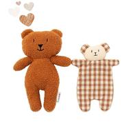 CROCHETTS - Set Peluche d’Attachement + Doudou Bébé | Couleur Brun | Teddy Doux Effet Mouton et Doudou Textile | Confort et Sécurité Émotionnelle | Lavables en Machine | Cadeau Nouveau-né