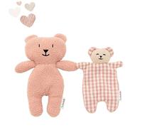 CROCHETTS - Set Peluche d’Attachement + Doudou Bébé | Couleur Rose | Teddy Doux Effet Mouton et Doudou Textile | Confort et Sécurité Émotionnelle | Lavables en Machine | Cadeau Nouveau-né