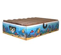 Croci Acquario - Arbre à Chat 6-en-1 en Carton pour Chat Adulte, avec 3 Panneaux Grattables Double Couche Réversibles, Pieds Antidérapants, Sachet d'herbe à Chat Inclus, 44 x 28 x 10 cm