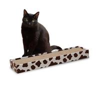 Croci Arbre à Chat en Carton 2 Couches réversibles avec Pieds antidérapants avec enveloppe d'herbe à Chat Style Vache 48 x 12,5 x 5 cm