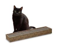 Croci Arbre à Chat en Carton à 2 Couches réversible avec Pieds antidérapants et Sac d'herbe à Chat Motif léopard 48 x 12,5 x 5 cm