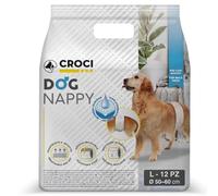 CROCI Dog Nappy - Couche pour Chiens Mâles - Culotte pour Chiens pour Pipi - Couches Jetables Inodore, 12 Pièces, Taille L, 50-60 cm
